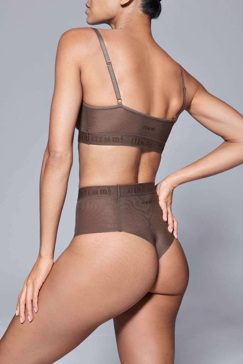 Supportive All Mesh Brazilian Briefs Nude Smoky