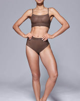 Supportive All Mesh Brazilian Briefs Nude Smoky