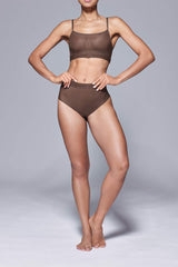 Supportive All Mesh Brazilian Briefs Nude Smoky